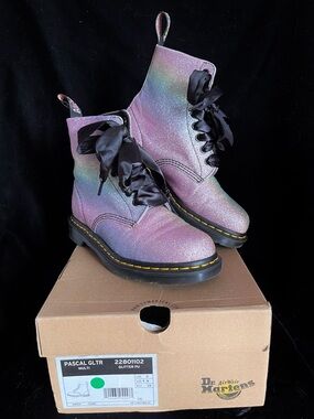 Dr. Martens Glitter Lace-Up Boots in Pink and Purple Multi color